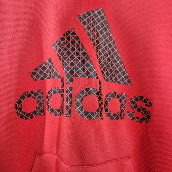 Adidas Climawarm Hoodie Mens Red w Black Logo, sz L - Picture 3 of 9